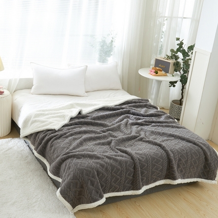 卉晨毛毯家纺 2024新款塔芙绒复合毯 深灰