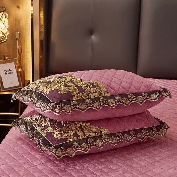 91家纺网 家纺一手货源 找家纺 恋尚2023新款魅兰莎水晶绒系列被套夹棉床裙四件套 豆沙