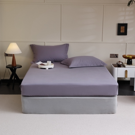 蕊姿家居 2023新款A类加厚50s超柔全棉长绒棉磨毛床笠 蓝莓灰