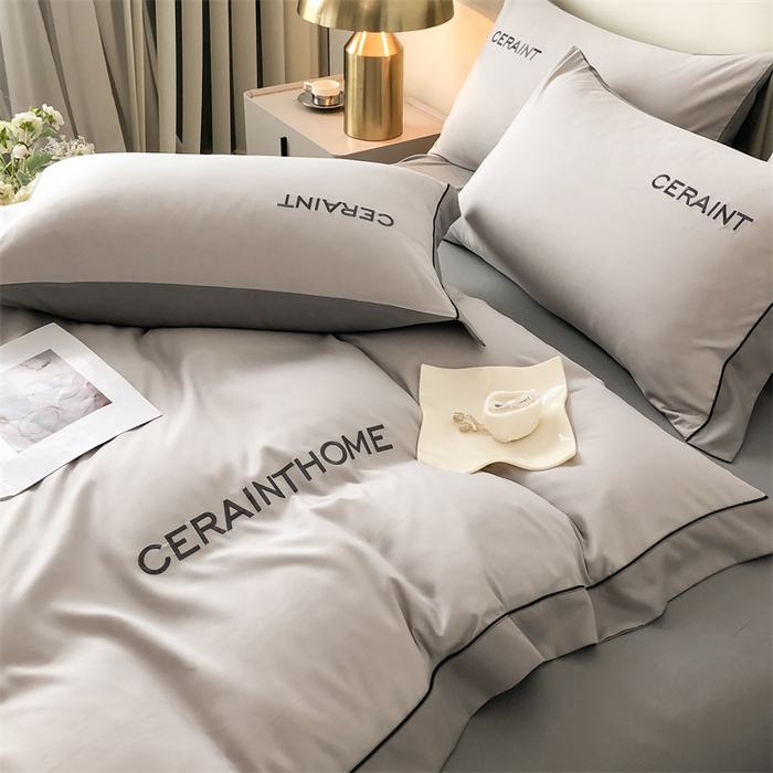 91家纺网 家纺一手货源 找家纺 盛秋家纺 2025新款洛伦-麻绳款系列四件套 山灰+中灰