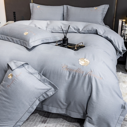 N先生 2023新款加厚全棉磨毛四件套-米兰系列 爵士灰