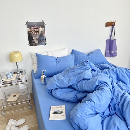 91家纺网 家纺一手货源 找家纺 （总）六巷胡同 2023新款纯色多巴胺博主风四件套