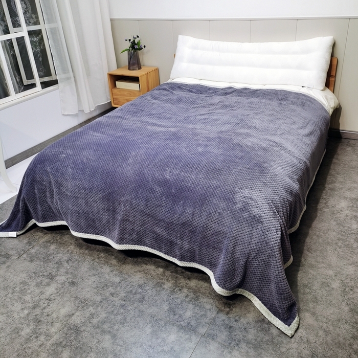 91家纺网 家纺一手货源 找家纺 卉晨毛毯家纺 2024新款菠萝格毯空调毯午睡毯毛毯 豆沙紫