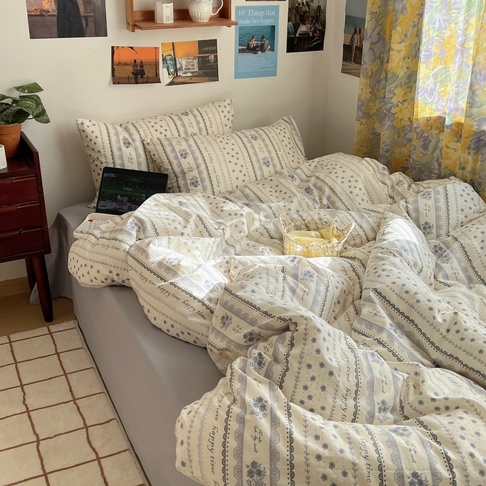 91家纺网 家纺一手货源 找家纺 六巷胡同 2023新款韩国ins复古博主风小碎花四件套 纳里庄园