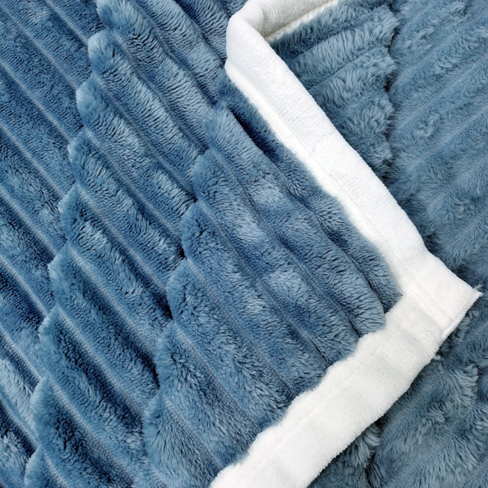 91家纺网 家纺一手货源 找家纺 卉晨毛毯家纺 2024新款波波毯空调毯午睡毯毛毯 蓝灰