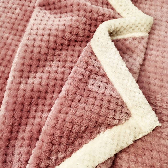 91家纺网 家纺一手货源 找家纺 卉晨毛毯家纺 2024新款菠萝格毯空调毯午睡毯毛毯 豆沙