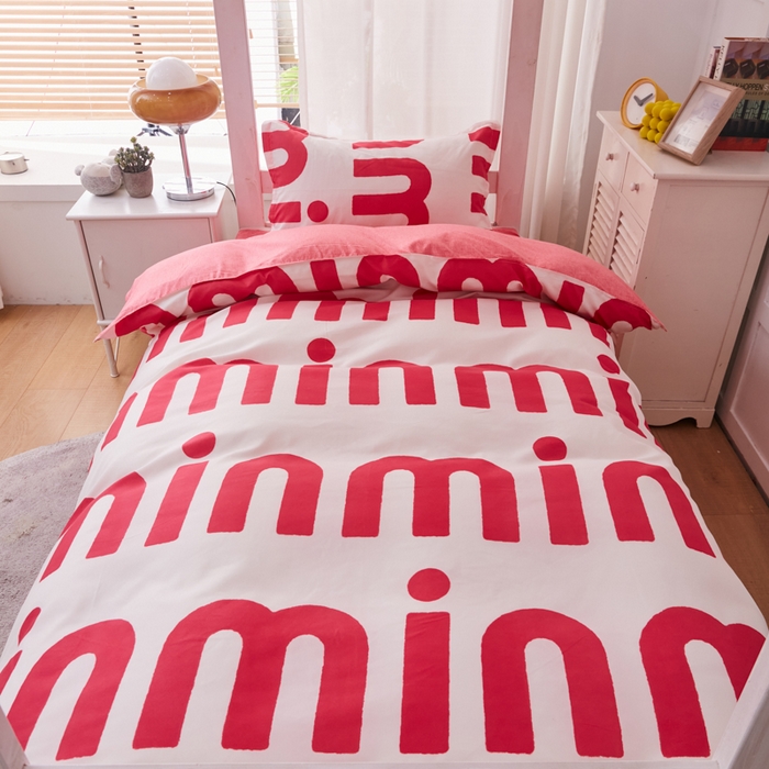 91家纺网 家纺一手货源 找家纺 2023新款亲肤棉美棉芦荟棉三件套美棉（8月）学生宿舍床 潮流-粉