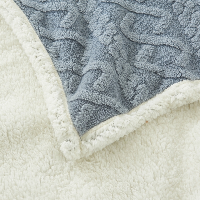 91家纺网 家纺一手货源 找家纺 卉晨毛毯家纺 2024新款塔芙绒复合毯 雾蓝