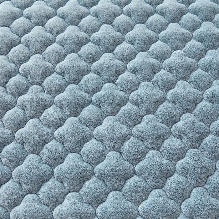 91家纺网 家纺一手货源 找家纺 雯豆 2023新品纯色牛奶绒夹棉床笠床垫保护套A类保暖加厚床笠 牛奶绒床笠-简析蓝