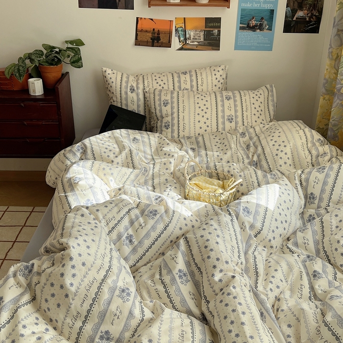 91家纺网 家纺一手货源 找家纺 六巷胡同 2023新款韩国ins复古博主风小碎花四件套 纳里庄园