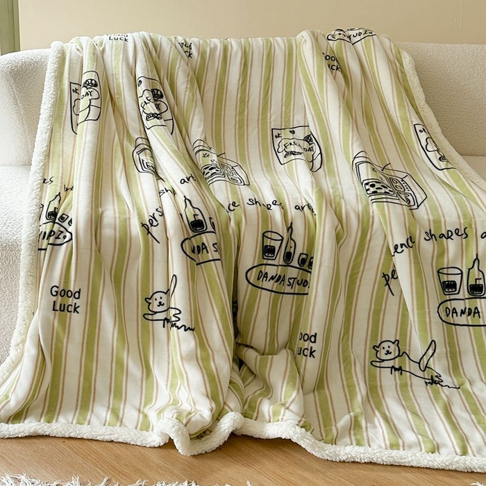 91家纺网 家纺一手货源 找家纺 萝莉家纺 2023新款ins加厚牛奶绒羊羔绒毯午睡毯沙发盖毯-风格二 艺术家