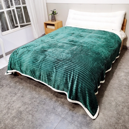 卉晨毛毯家纺 2024新款波波毯空调毯午睡毯毛毯 墨绿