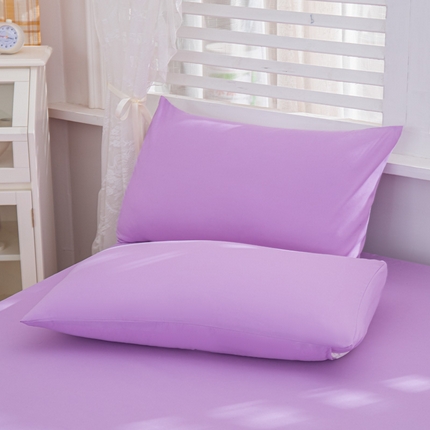 莎臣豹 2023新款高克重加厚加密水洗棉磨毛纯色枕套 丁香紫