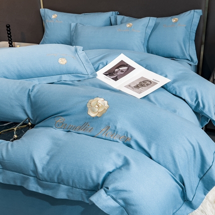 91家纺网 家纺一手货源 找家纺 N先生 2023新款加厚全棉磨毛四件套-米兰系列 宾利蓝