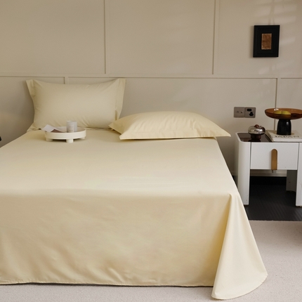 蕊姿 2023新款A类加厚50s超柔全棉长绒棉磨毛单品床单 米黄