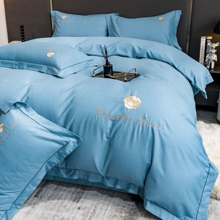 N先生 2023新款加厚全棉磨毛四件套-米兰系列 宾利蓝