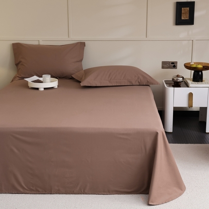 蕊姿 2023新款A类加厚50s超柔全棉长绒棉磨毛单品床单 可可