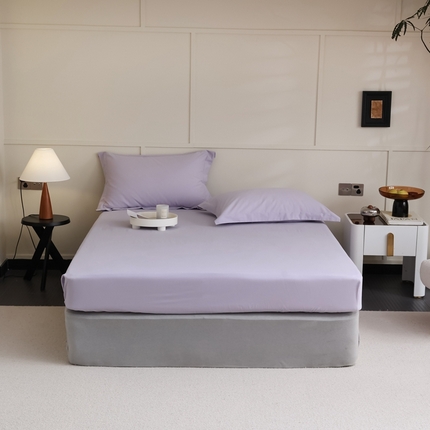 蕊姿家居 2023新款A类加厚50s超柔全棉长绒棉磨毛床笠 丁香紫