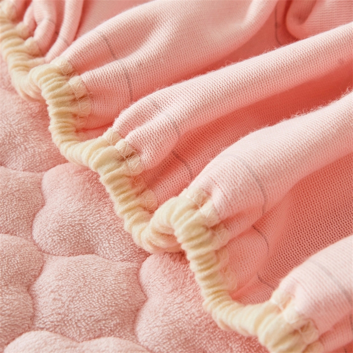 91家纺网 家纺一手货源 找家纺 雯豆 2023新品纯色牛奶绒夹棉床笠床垫保护套A类保暖加厚床笠 牛奶绒床笠-少女粉