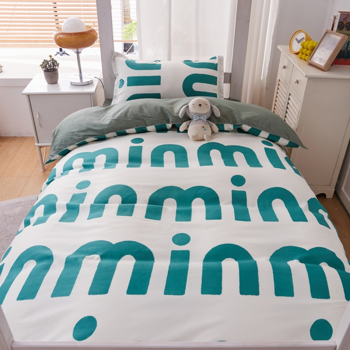 91家纺网 家纺一手货源 找家纺 2023新款亲肤棉美棉芦荟棉三件套美棉（8月）学生宿舍床 潮流-绿