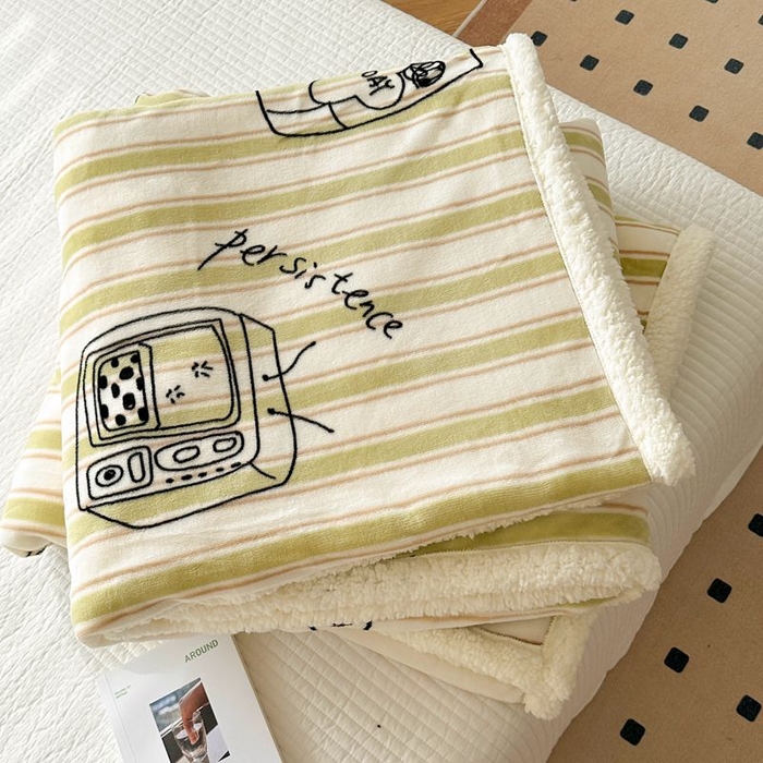 91家纺网 家纺一手货源 找家纺 萝莉家纺 2023新款ins加厚牛奶绒羊羔绒毯午睡毯沙发盖毯-风格二 艺术家