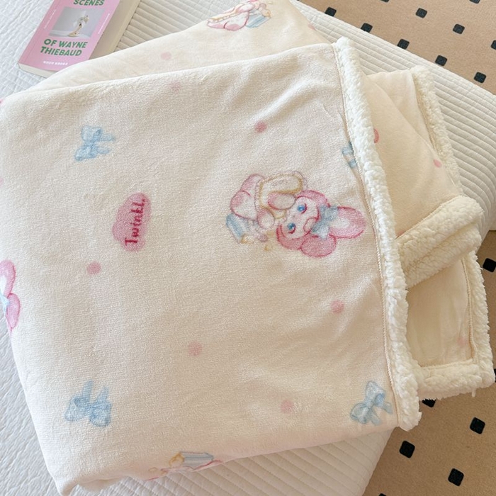 91家纺网 家纺一手货源 找家纺 萝莉家纺 2023新款ins加厚牛奶绒羊羔绒毯午睡毯沙发盖毯-风格二 许愿兔