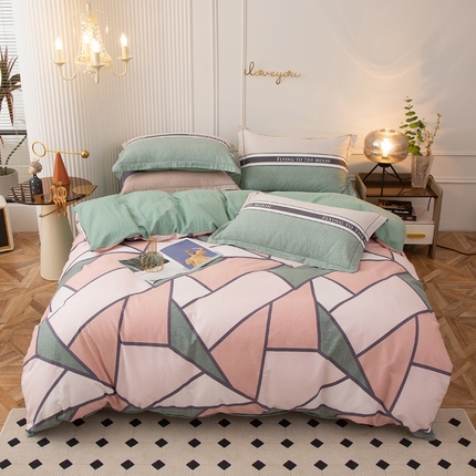 91家纺网 家纺一手货源 找家纺 （总）柠馨 2023新款全棉3221磨毛印花四件套