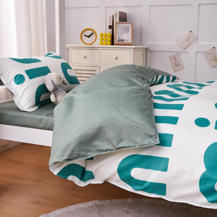 91家纺网 家纺一手货源 找家纺 2023新款亲肤棉美棉芦荟棉三件套美棉（8月）学生宿舍床 潮流-绿