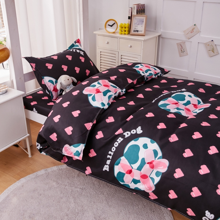 91家纺网 家纺一手货源 找家纺 2023新款亲肤棉美棉芦荟棉三件套美棉（8月）学生宿舍床 气泡狗