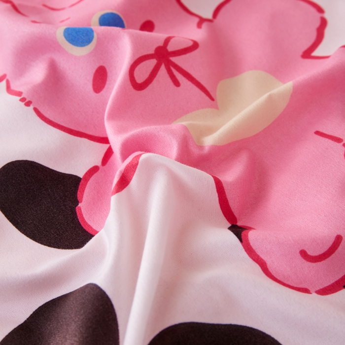 91家纺网 家纺一手货源 找家纺 2023新款亲肤棉美棉芦荟棉三件套美棉（8月）学生宿舍床 豹纹兔