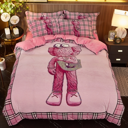 91家纺网 家纺一手货源 找家纺 （总）KT猫 2024卡通法莱绒牛奶绒四件套