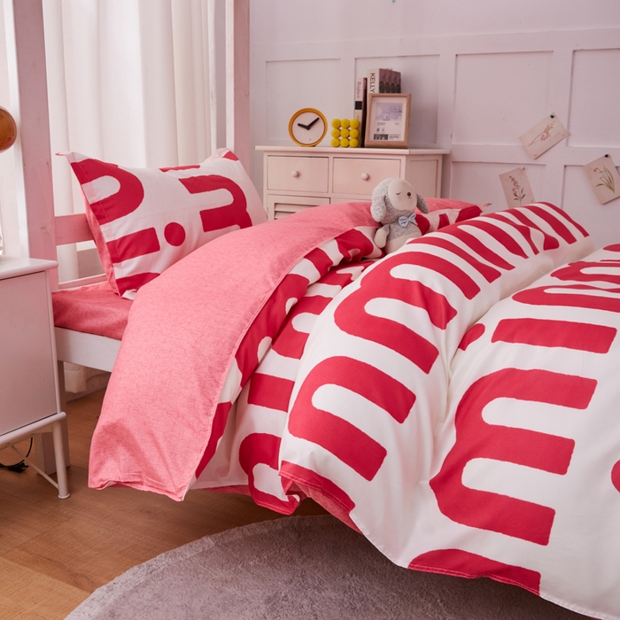 91家纺网 家纺一手货源 找家纺 2023新款亲肤棉美棉芦荟棉三件套美棉（8月）学生宿舍床 潮流-粉