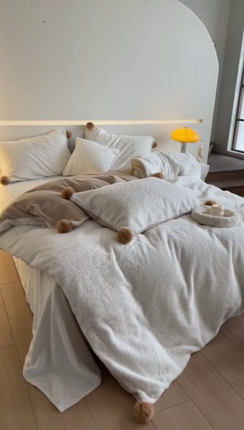 91家纺网 家纺一手货源 找家纺 （总）金爱家 2023新品全消光牛奶绒A类纯色立体獭兔毛绒四件套