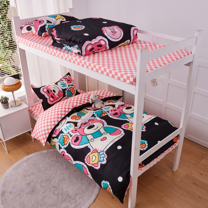 91家纺网 家纺一手货源 找家纺 2023新款亲肤棉美棉芦荟棉三件套美棉（8月）学生宿舍床 无敌可爱