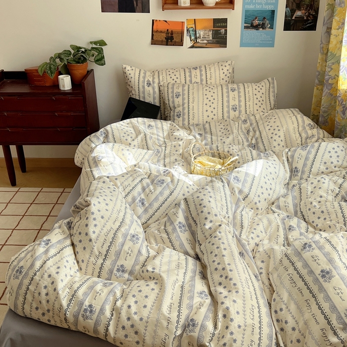 91家纺网 家纺一手货源 找家纺 六巷胡同 2023新款韩国ins复古博主风小碎花四件套 纳里庄园