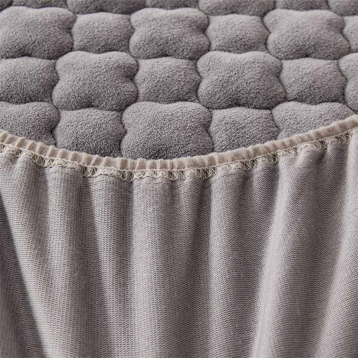 91家纺网 家纺一手货源 找家纺 雯豆 2023新品纯色牛奶绒夹棉床笠床垫保护套A类保暖加厚床笠 牛奶绒床笠-烟灰