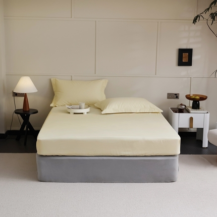 蕊姿家居 2023新款A类加厚50s超柔全棉长绒棉磨毛床笠 米黄