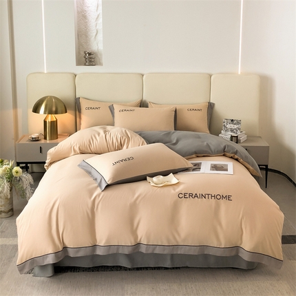 91家纺网 家纺一手货源 找家纺 （总）盛秋家纺 2025新款纯色双拼刺绣四件套麻绳款-洛伦