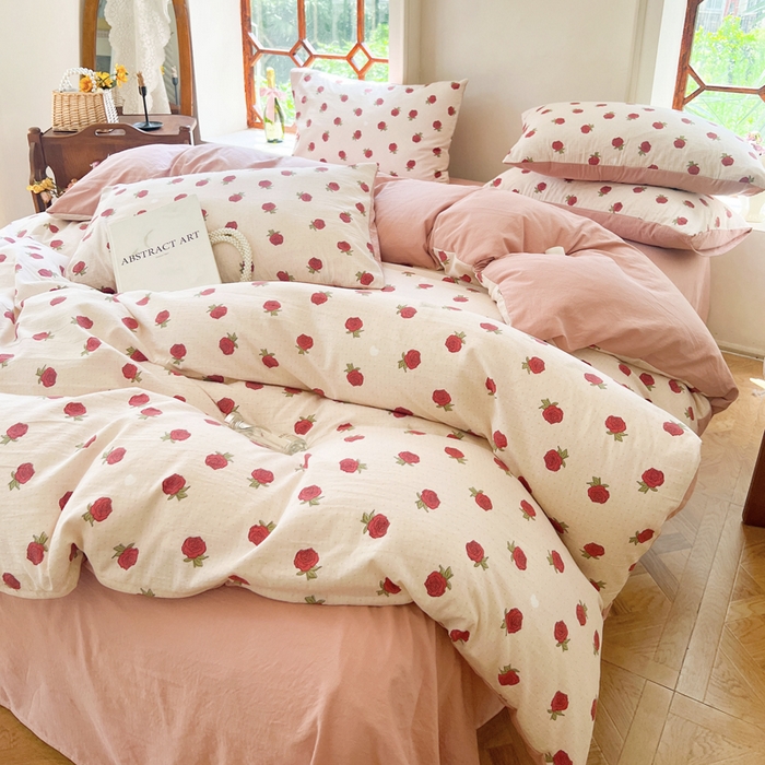 91家纺网 家纺一手货源 找家纺 上尚居 2023新款提花小竺棉碎花四件套 夜照蔷薇