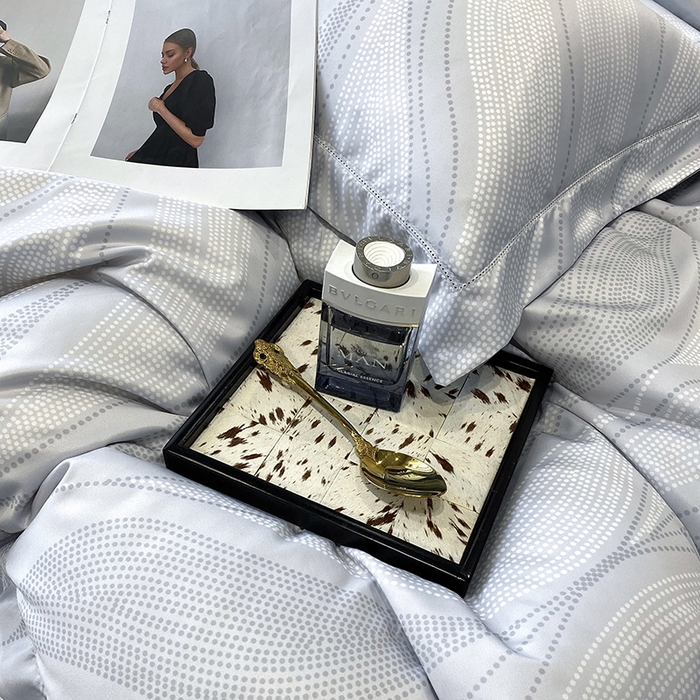 91家纺网 家纺一手货源 找家纺 优悦 2023新款轻奢磨毛印花系列四件套 马克波点-白