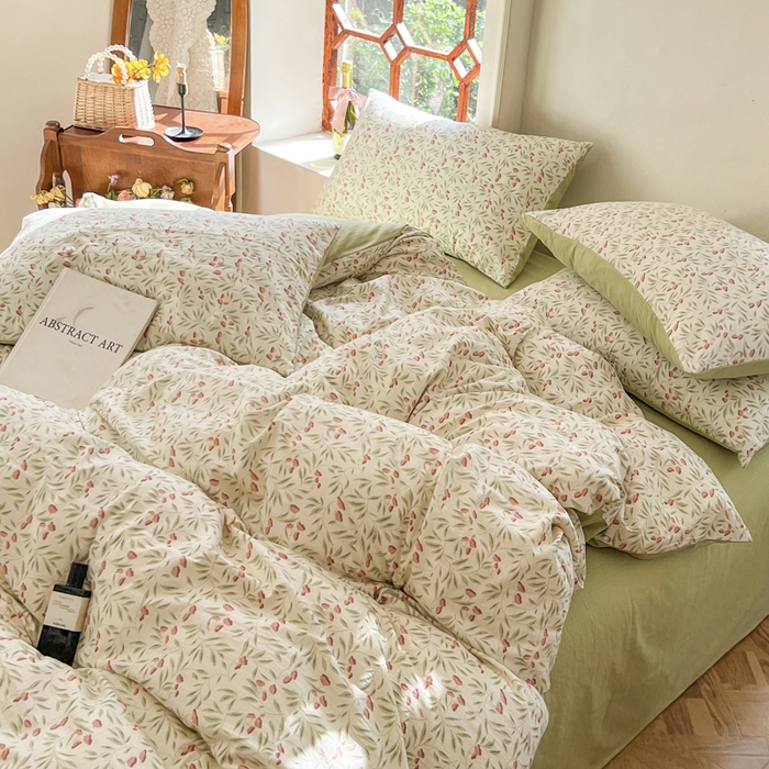 91家纺网 家纺一手货源 找家纺 上尚居 2023新款提花小竺棉碎花四件套 清欢