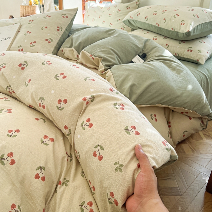 91家纺网 家纺一手货源 找家纺 上尚居 2023新款提花小竺棉碎花四件套 樱桃