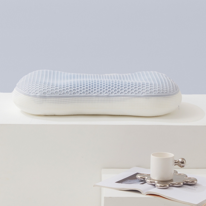 91家纺网 家纺一手货源 找家纺 爱来伊家纺 2023新款凉感枕TPE果胶羽丝枕夏季枕芯猫肚皮释压枕头枕芯 方糖灰