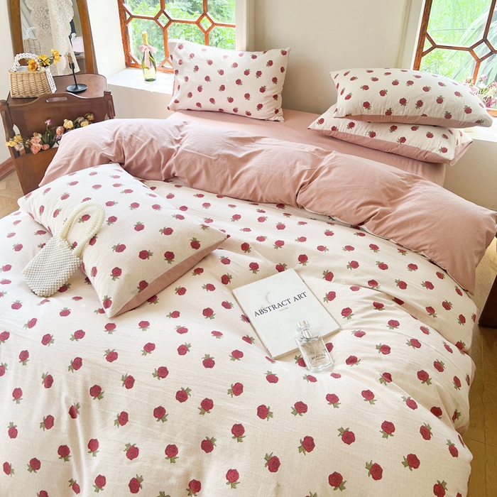 91家纺网 家纺一手货源 找家纺 上尚居 2023新款提花小竺棉碎花四件套 夜照蔷薇