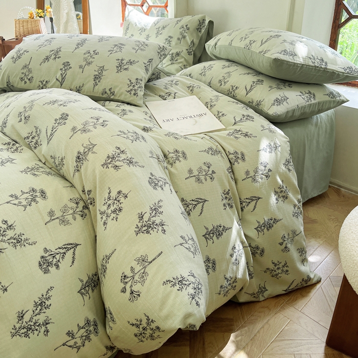 91家纺网 家纺一手货源 找家纺 上尚居 2023新款提花小竺棉碎花四件套 木兮