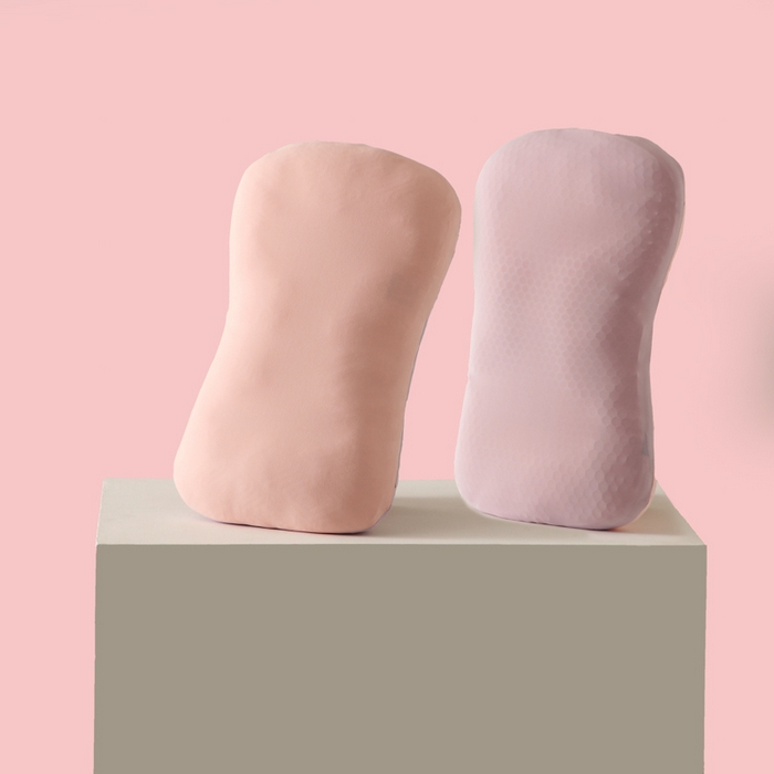 91家纺网 家纺一手货源 找家纺 爱来伊家纺 2023新款凉感枕TPE果胶羽丝枕夏季枕芯猫肚皮释压枕头枕芯 冰丝粉枕套