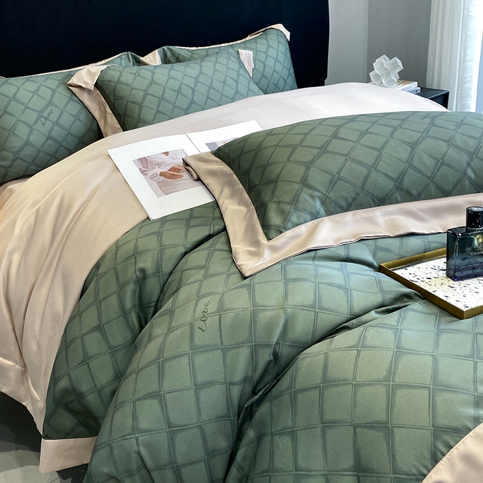 91家纺网 家纺一手货源 找家纺 优悦 2023新款轻奢磨毛印花系列四件套 恋爱日记-绿