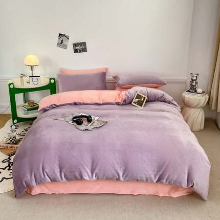 91家纺网 家纺一手货源 找家纺 （总）源舍家纺 2023新款爆款推荐牛奶绒素色双拼四件套单被套