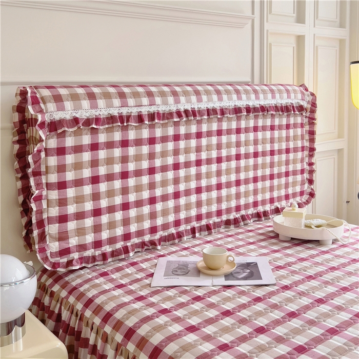 91家纺网 家纺一手货源 找家纺 十个点  2024新款色织水洗棉-韵格系列-床头罩 七彩格红