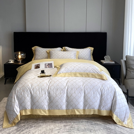 优悦 2023新款轻奢磨毛印花系列四件套 恋爱日记-黄